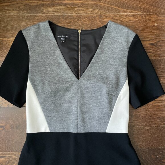 Judith and Charles wool blend Gray/Black/Cream dress-Size 10 - Picture 2 of 12